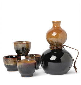 Sake Set Kurotenmoku Kin For 4