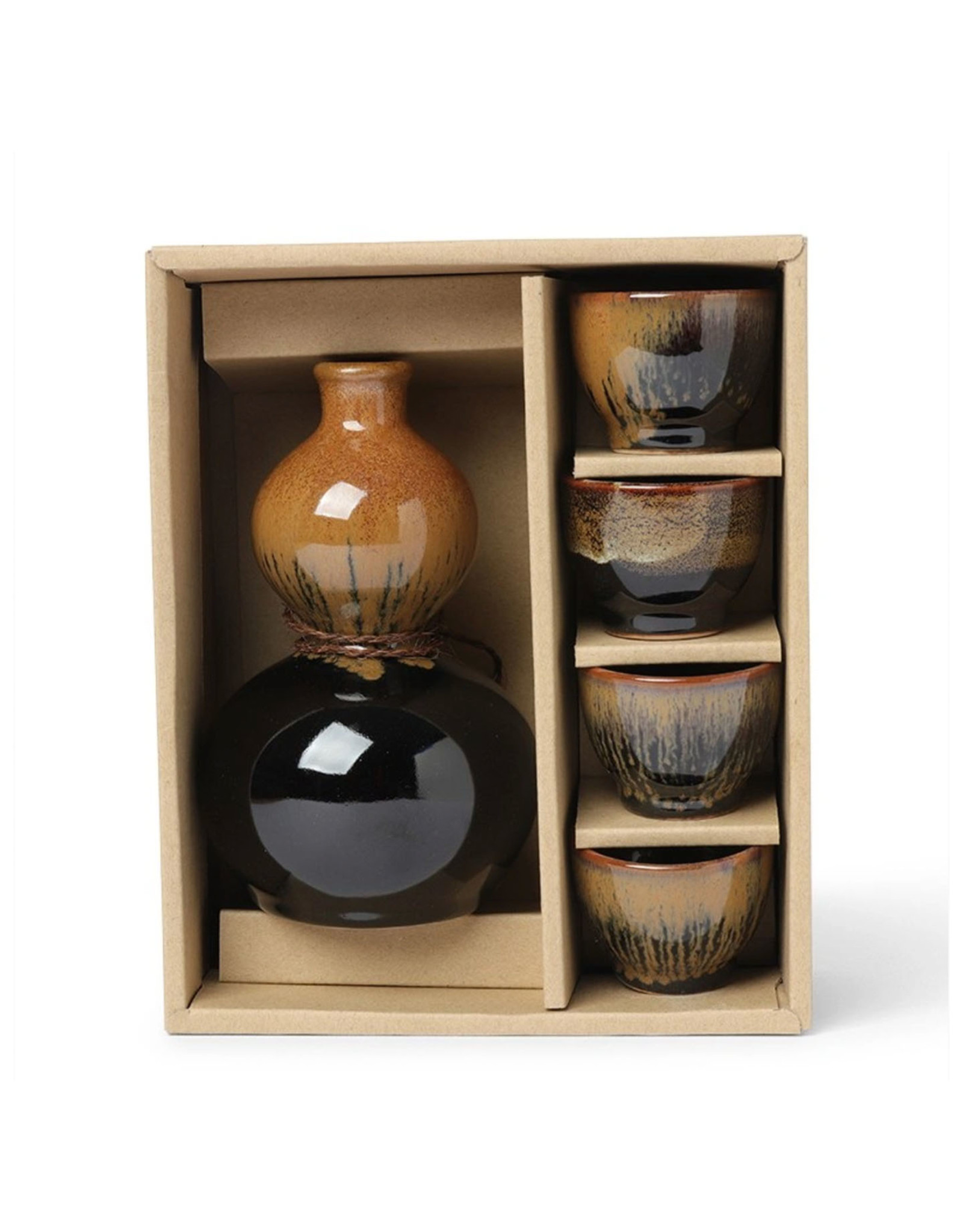 Sake Set Kurotenmoku Kin For 4