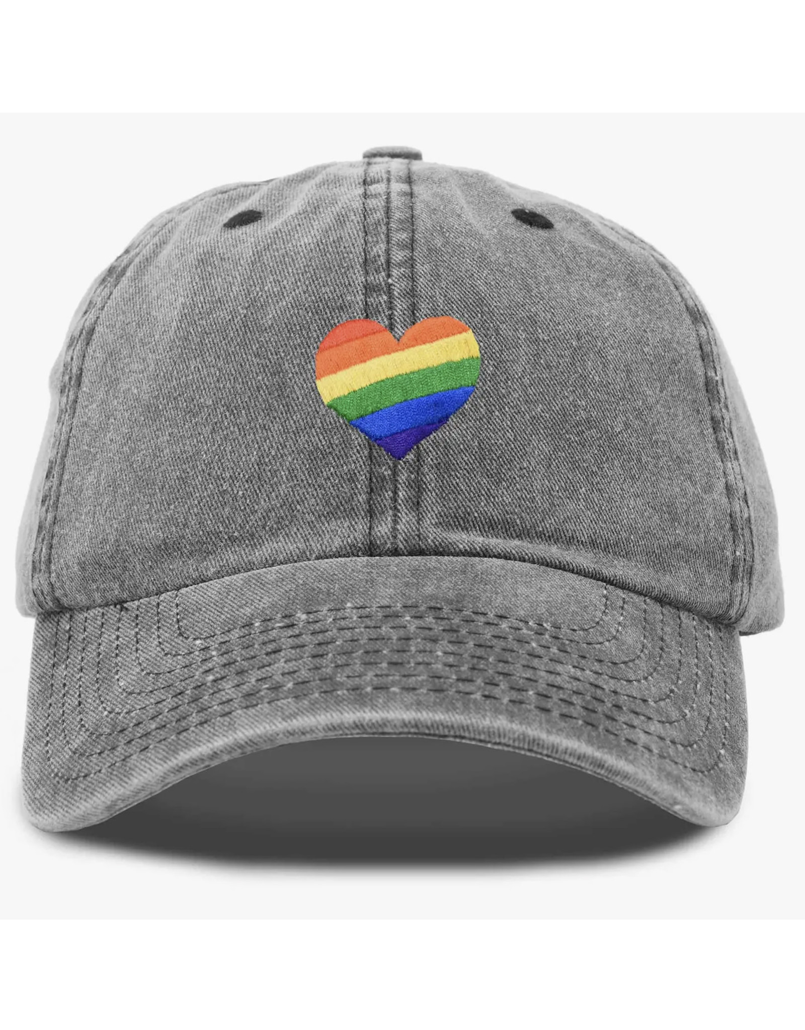 Rainbow Heart Dad Hat (Washed Black)