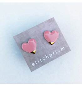 Medium Heart Stud Earrings - Pink/Gold