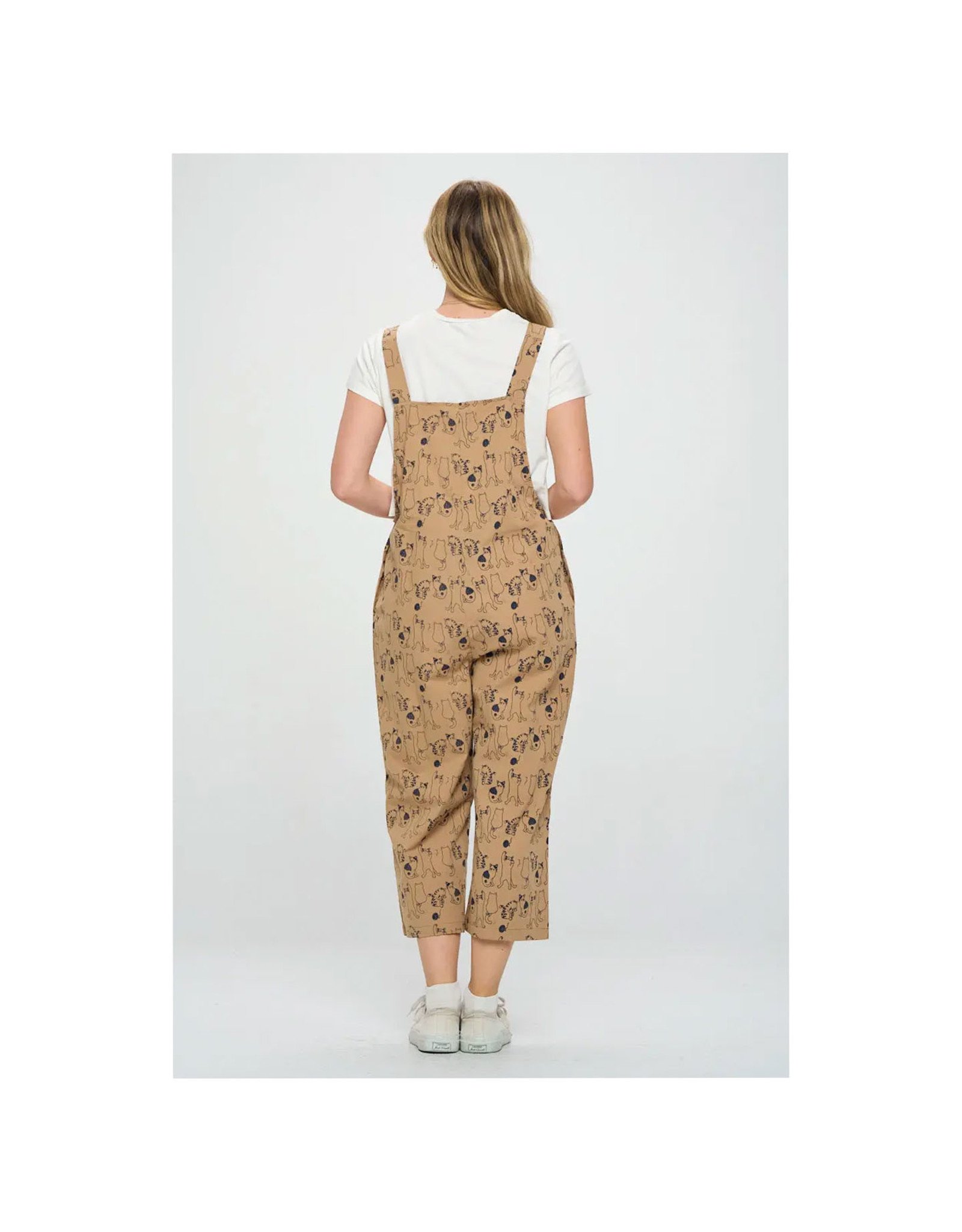 All Over Cat Print Overalls
