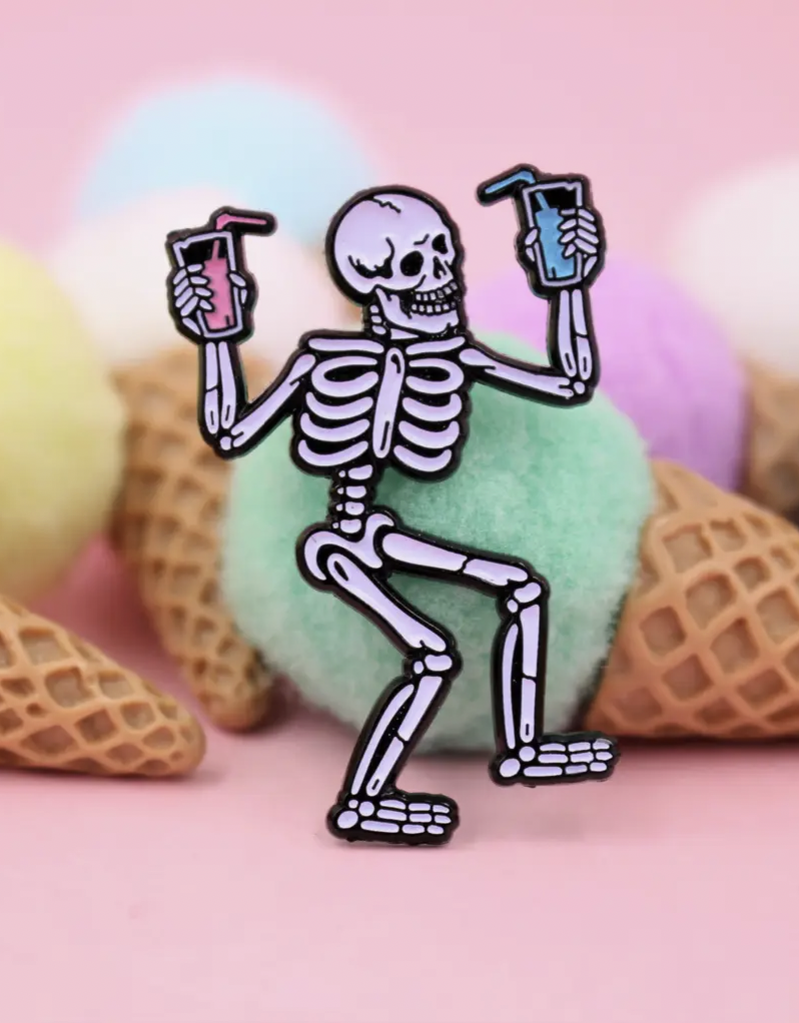 Party Skeleton Enamel Pin