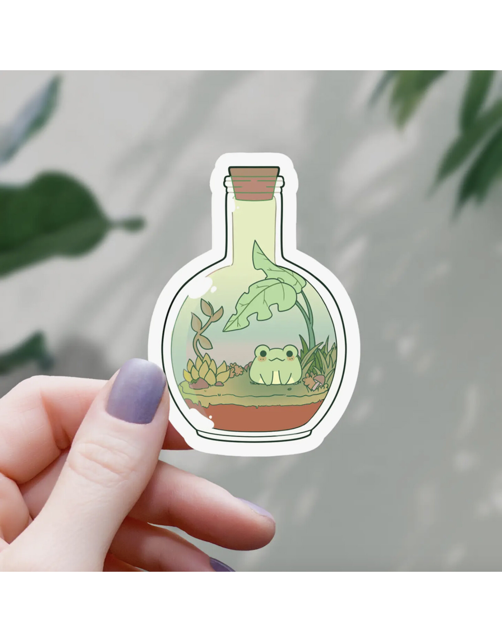 Kawaii Frog In a Bottle Sticker