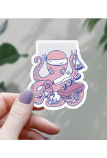 Pink Octopus Sushi Chef Sticker
