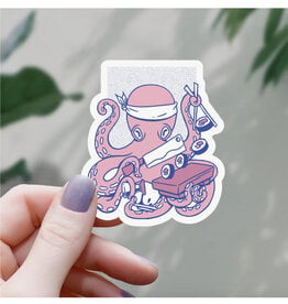 Pink Octopus Sushi Chef Sticker