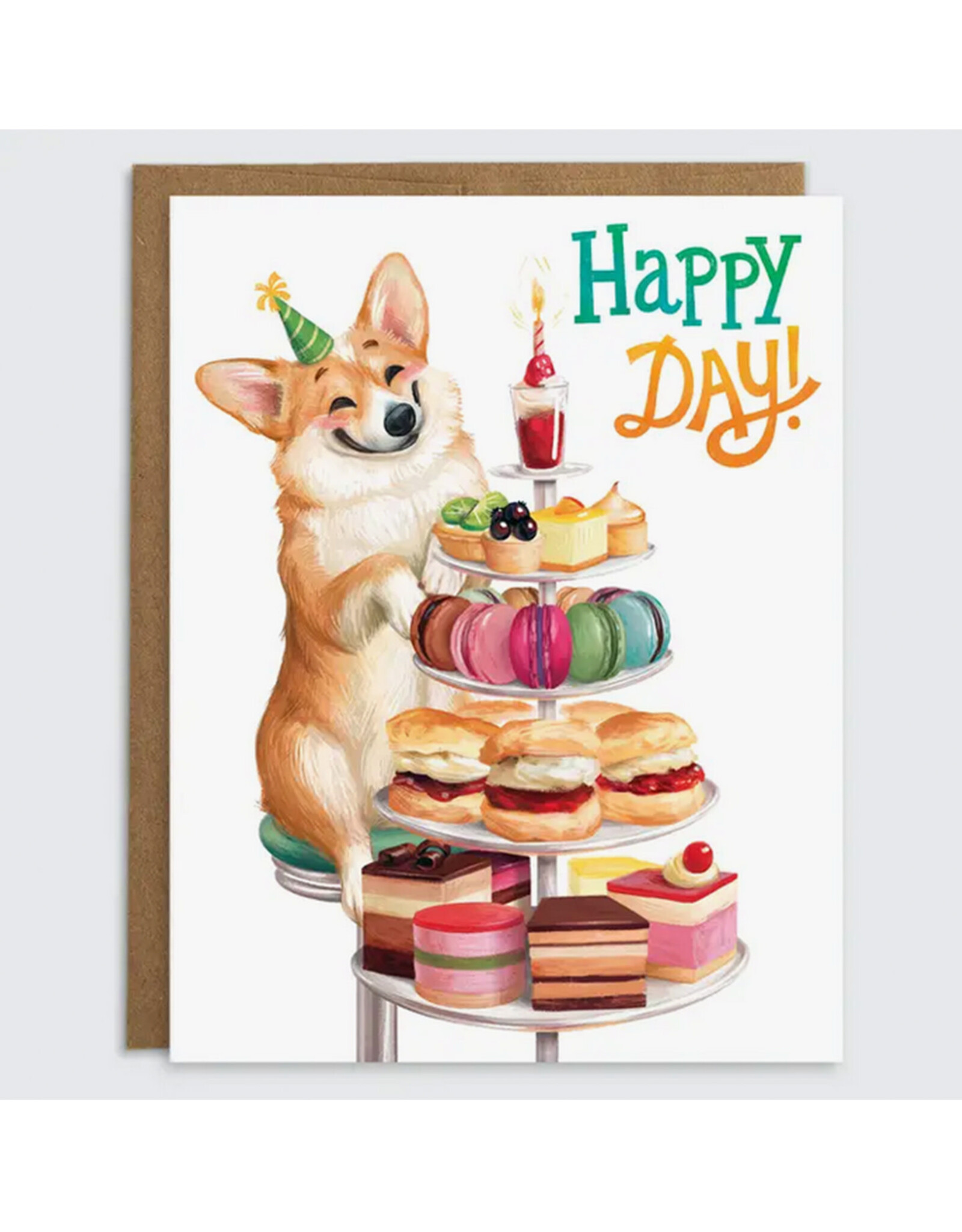 Happy Day Birthday Corgi Greeting Card