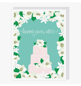 Happily Ever After Pink Wedding Cake Greeting Card