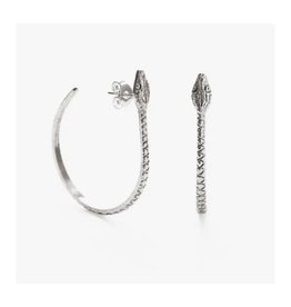 Ophidian Snake Hoop Earrings - Silver