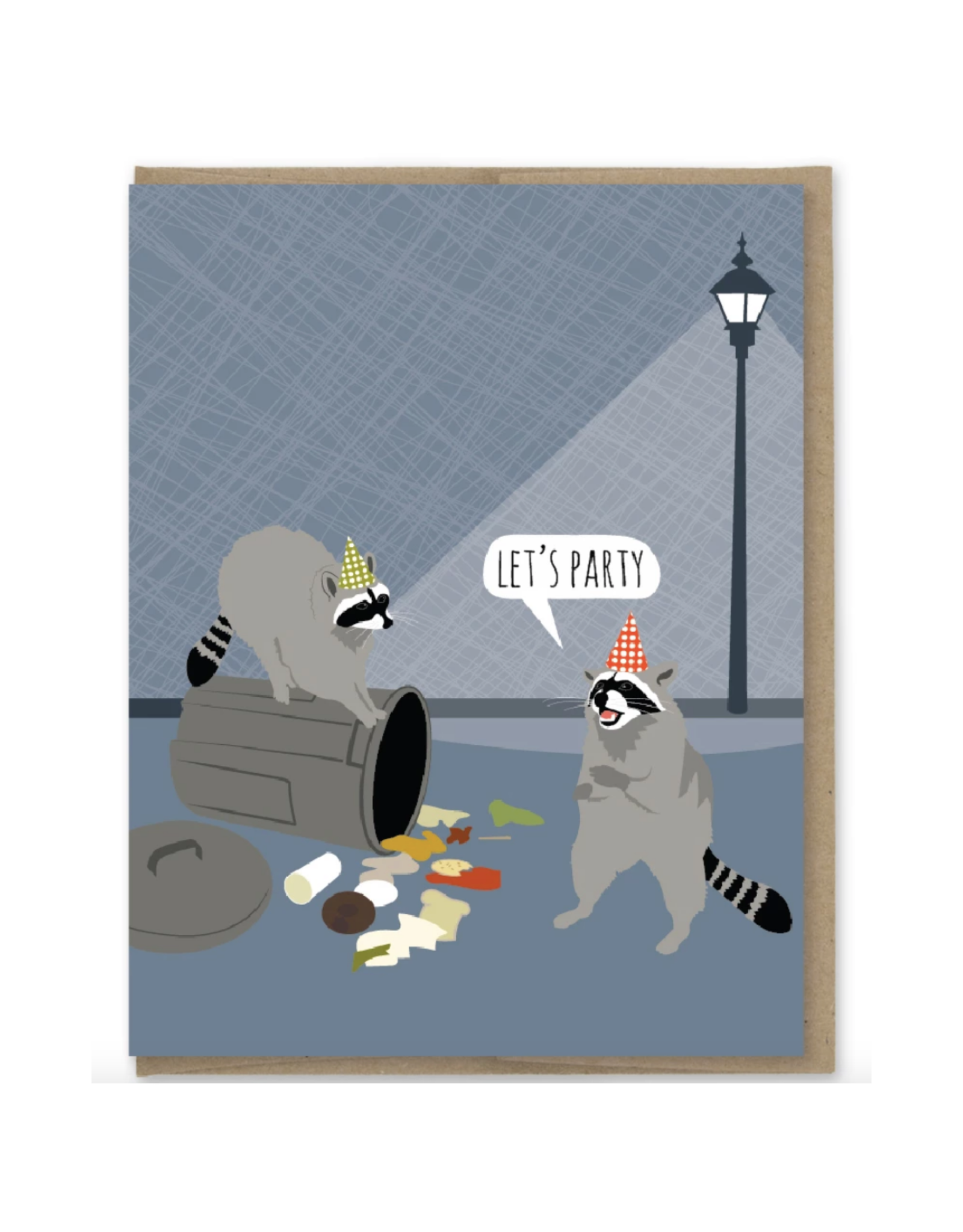 Let's Party Trash Raccoons Greeting Card