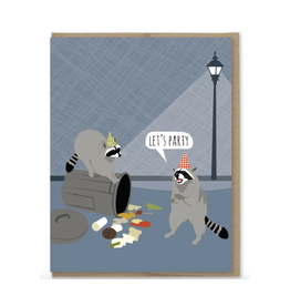 Let's Party Trash Raccoons Greeting Card