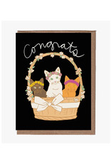 Congrats Cat Wedding Basket Greeting Card