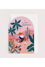 Sunset Bike Ride Birthday Greeting Card
