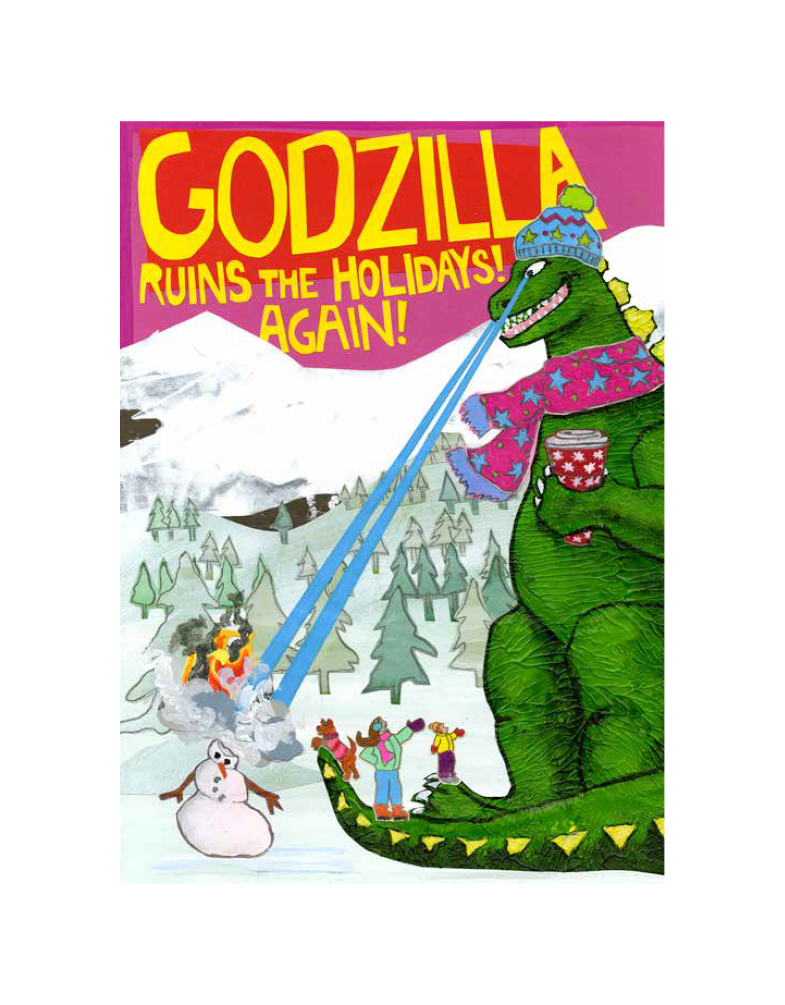 Godzilla Ruins the Holidays Greeting Card