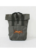 Heart Panther Embroidered Roll-Top Backpack (Dark Green)