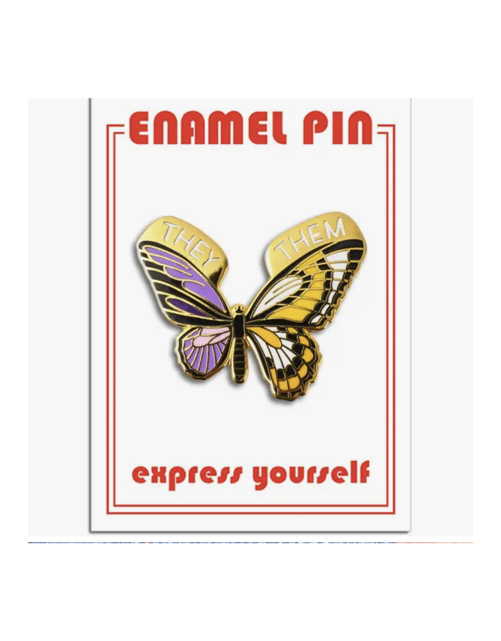 Non Binary They/Them Butterfly Enamel Pin - Home