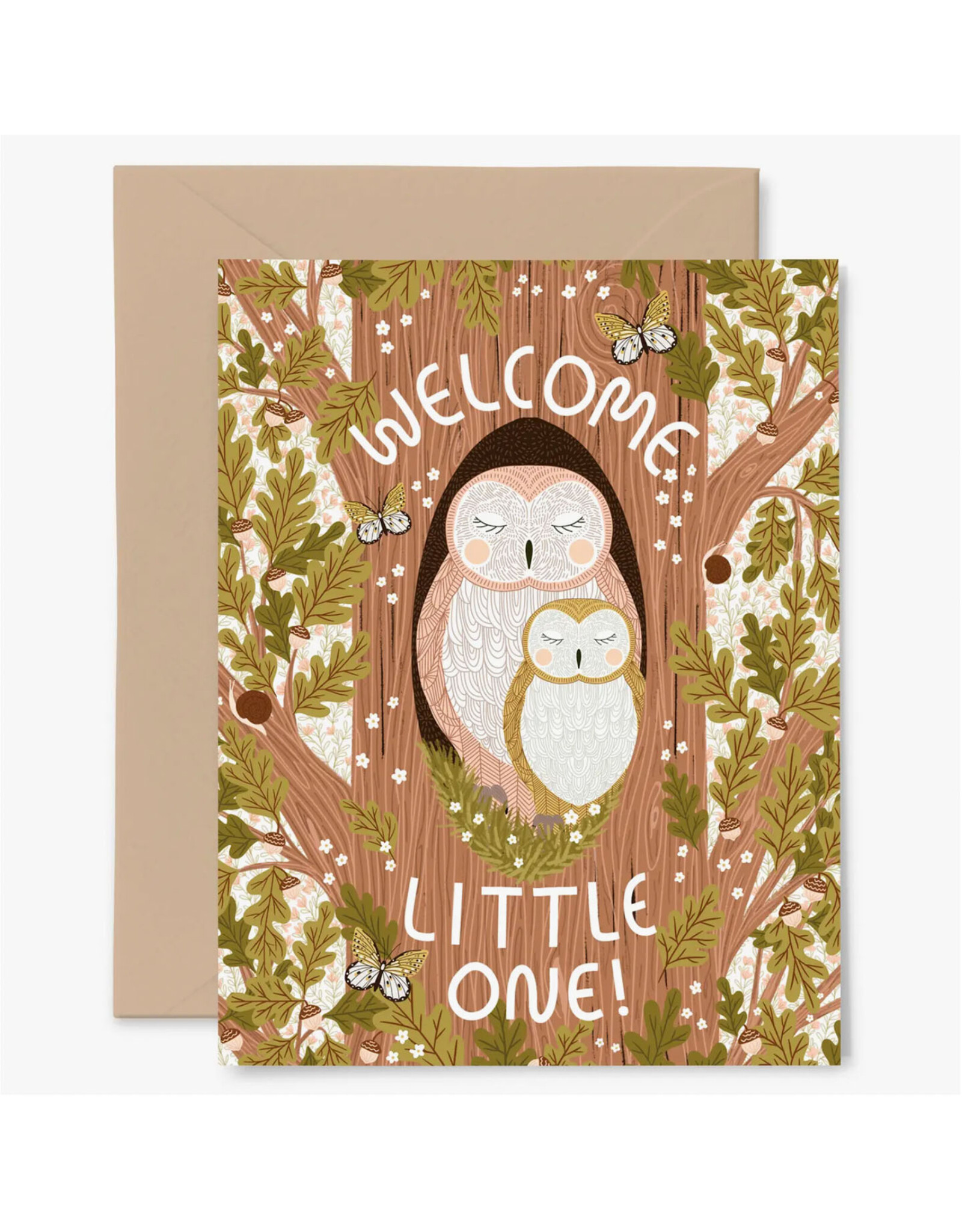 Welcome Little One Owls Greeting Card