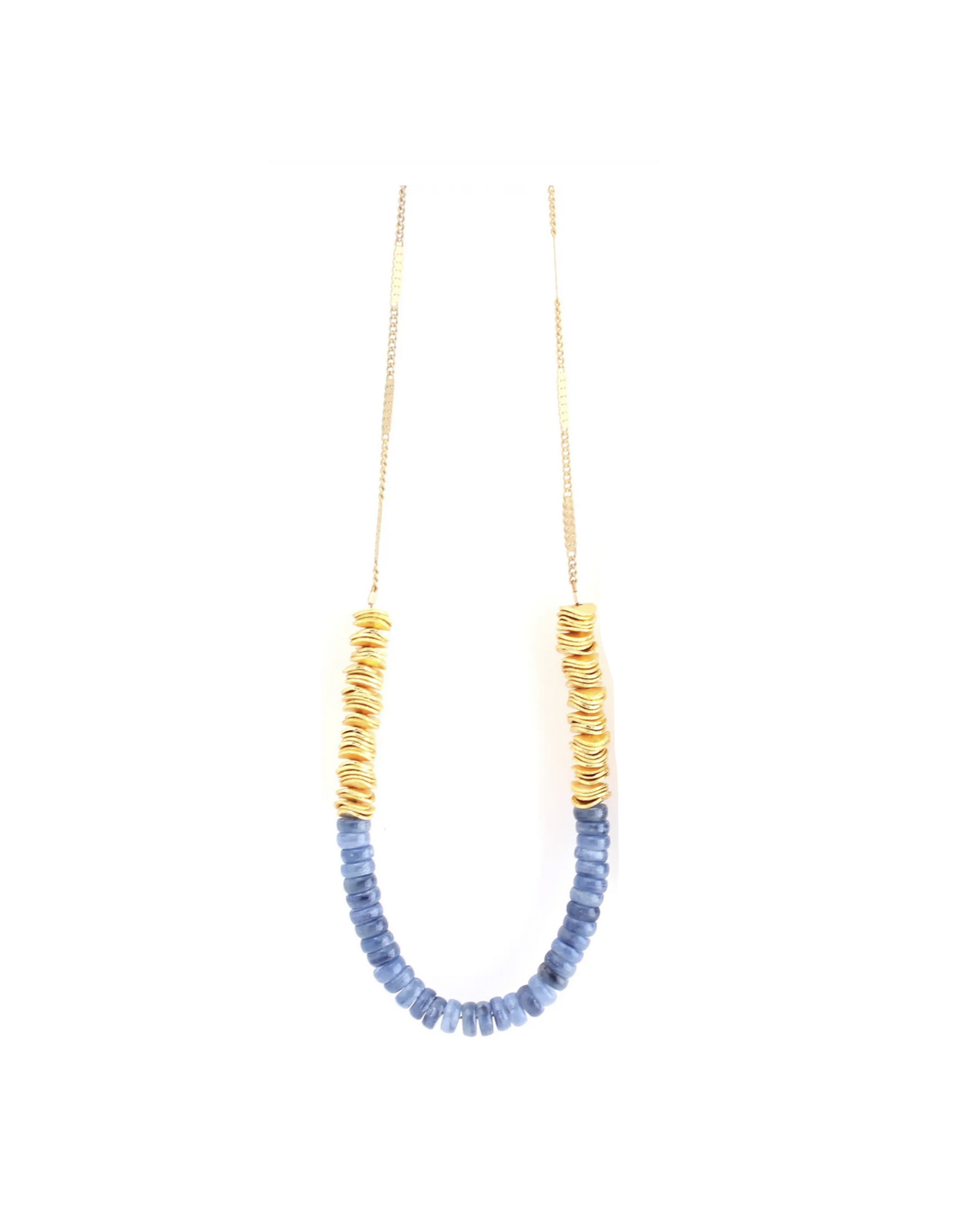 Tide Necklace - Blue Kyanite Gemstone & Gold Beads
