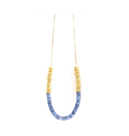 Tide Necklace - Blue Kyanite Gemstone & Gold Beads
