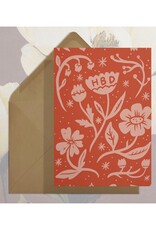 HBD Red Floral Greeting Card