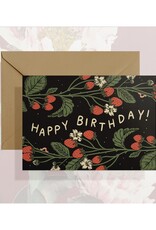 Happy Birthday Strawberries Greeting Card (Black)