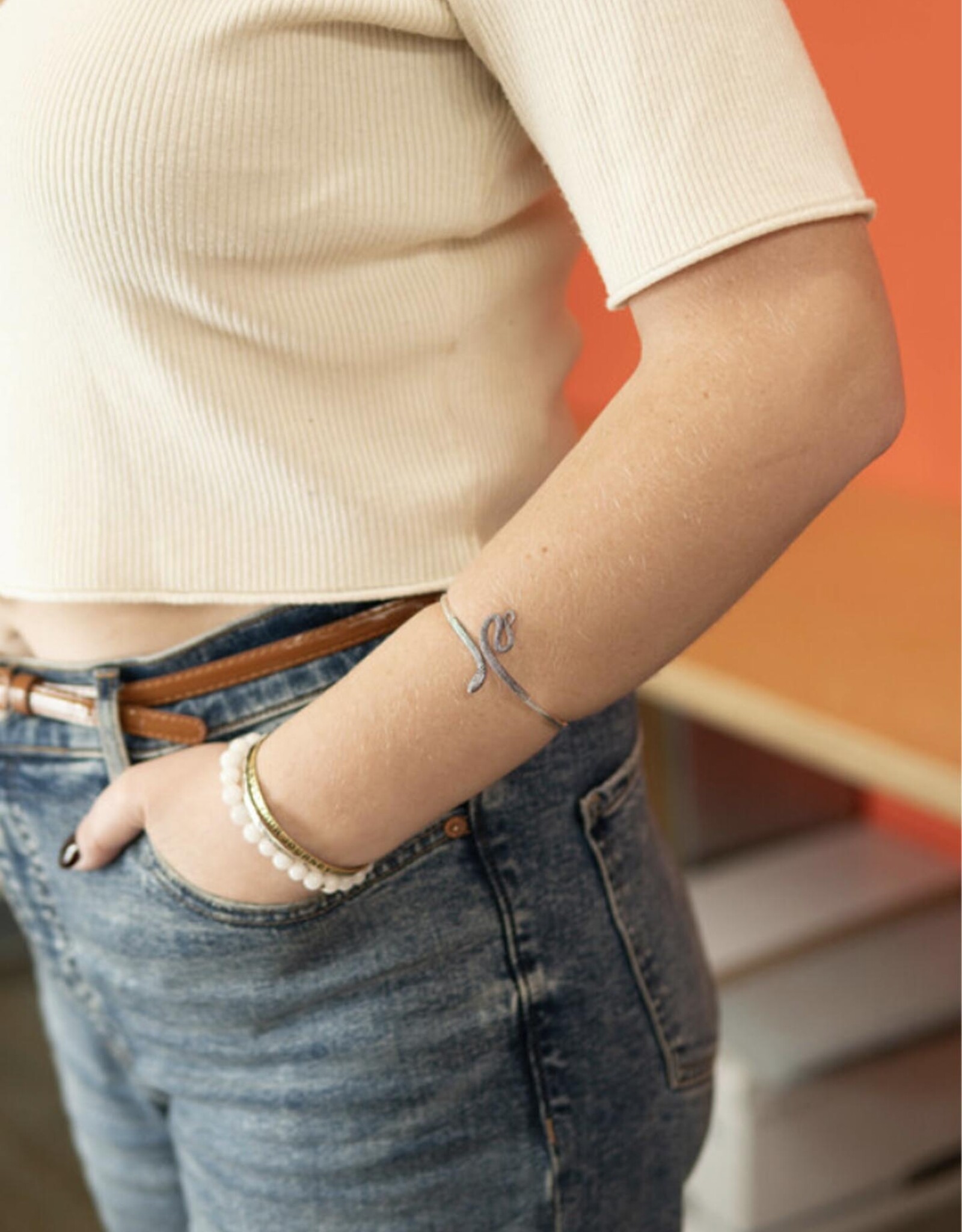 Viper Snake Cuff Bracelet - Silver