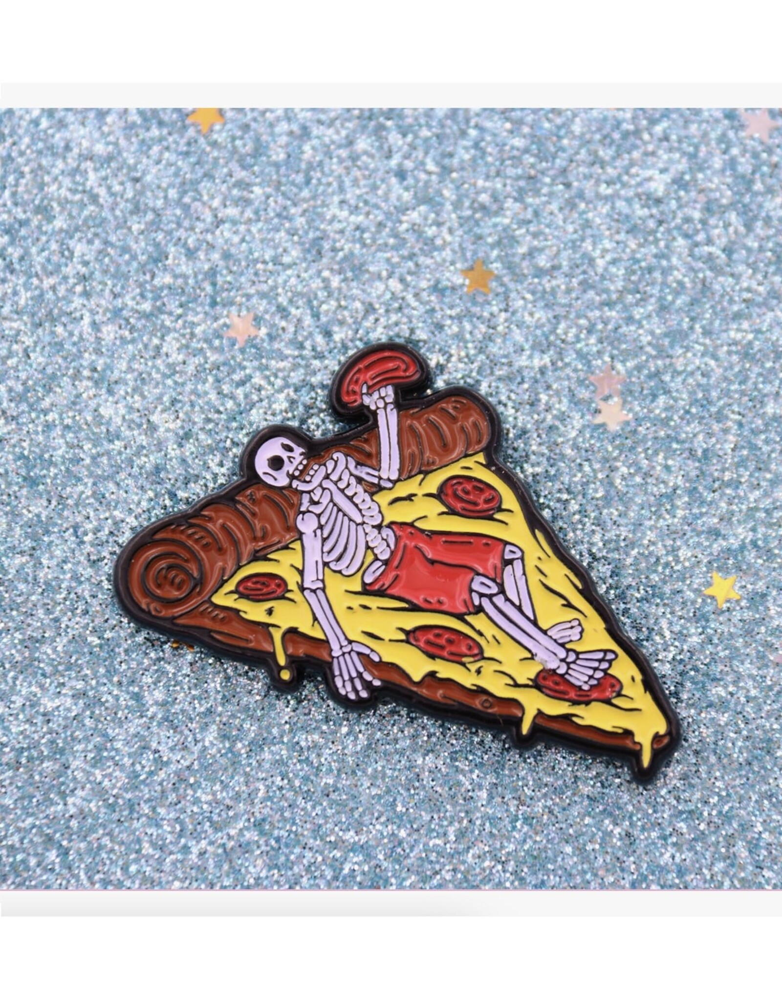 Roni Pizza Skeleton Enamel Pin