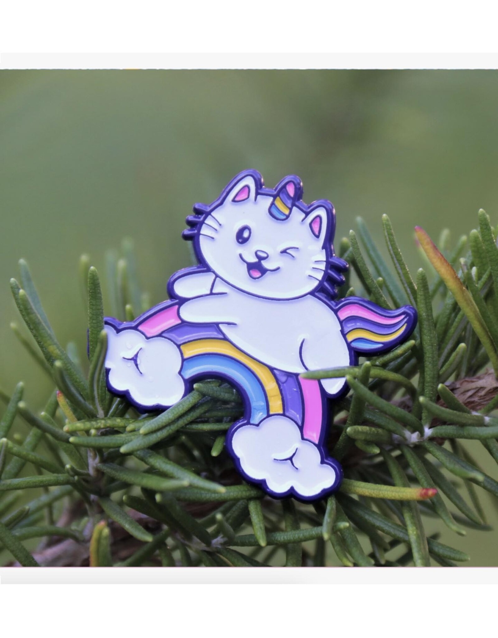 Kawaii Cute Unicorn Kitty and Rainbow Enamel Pin