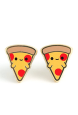 Pizza Face Enamel Earrings