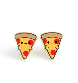 Pizza Face Enamel Earrings