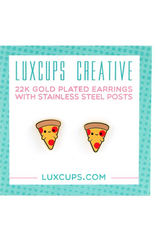 Pizza Face Enamel Earrings