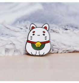 White Fortune Cat Enamel Pin