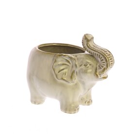 Ceramic Elephant Cachepot - Fancy White