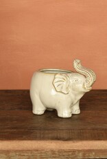 Ceramic Elephant Cachepot - Fancy White