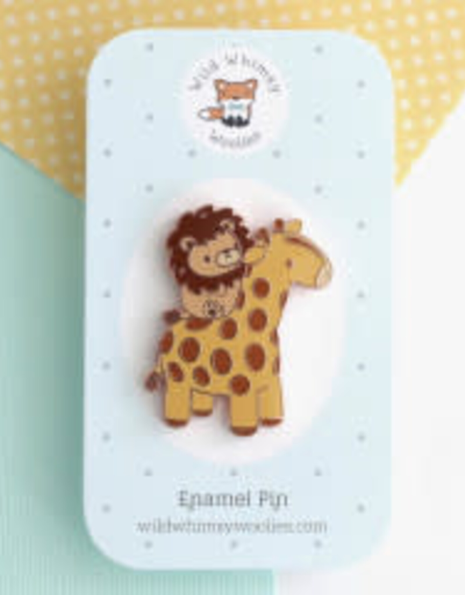 Lion on a Giraffe Enamel Pin