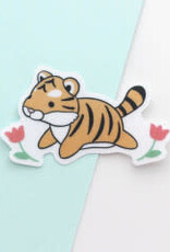 Tiger and Flowers Vinyl Sticker