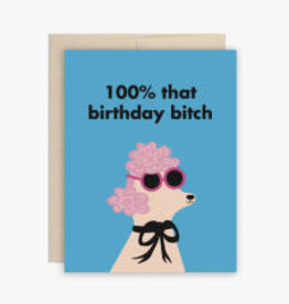 100% Birthday Bitch Greeting Card