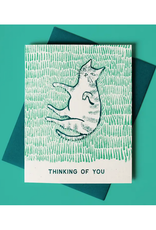 Thinking of You Cat in the Grass Greeting Card