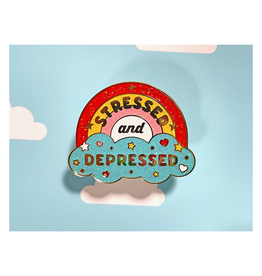 Stressed & Depressed Rainbow Enamel Pin