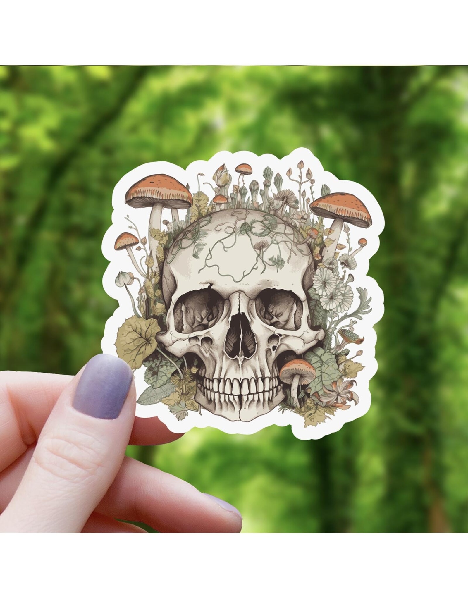 Skull and Mushrooms Sticker