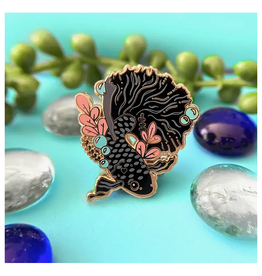 Black Betta Fish Enamel Pin