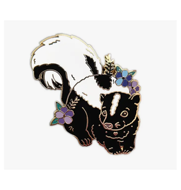 Skunk with Flowers Enamel Pin