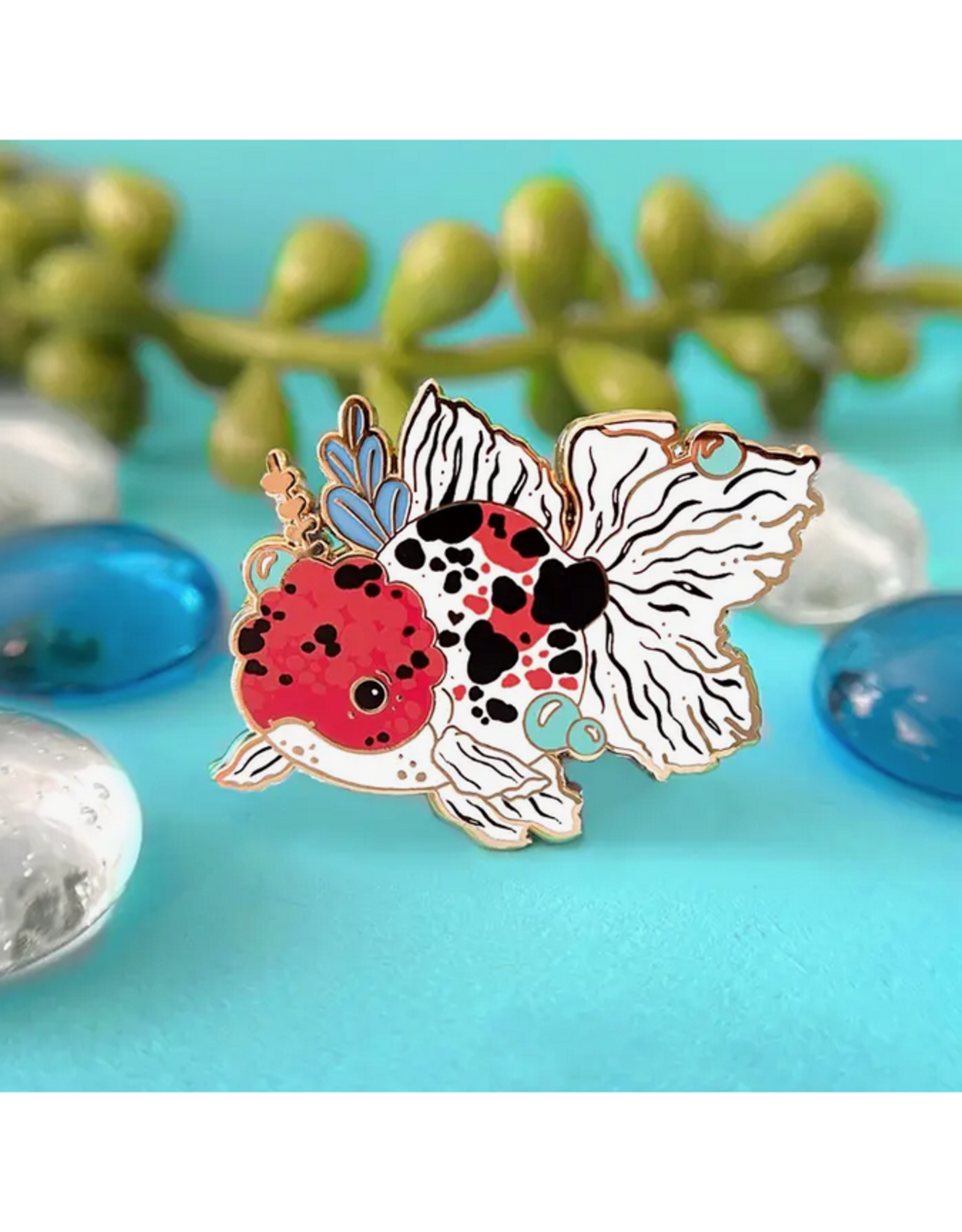 Calico Oranda Goldfish Enamel Pin