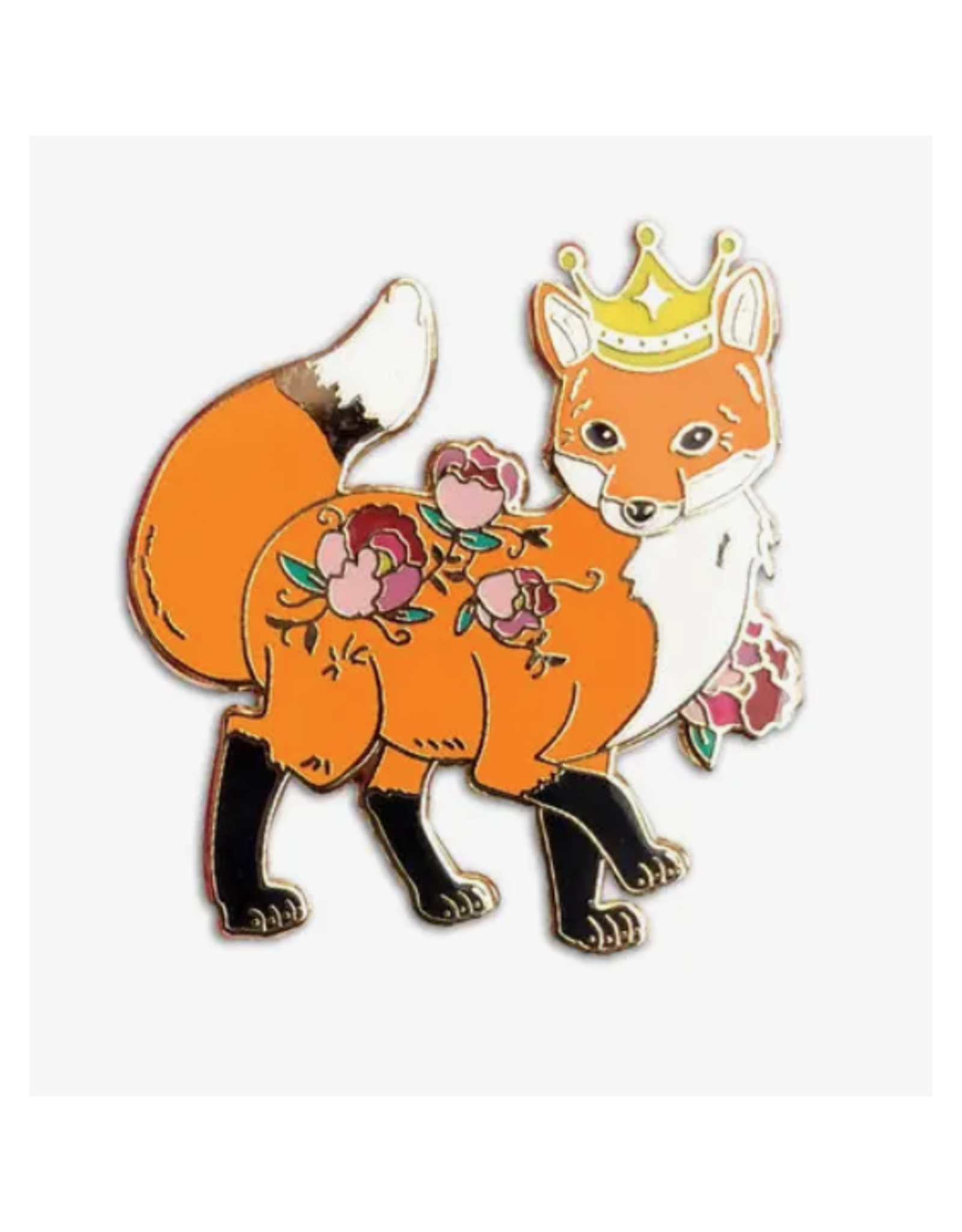 Crowned Fox Enamel Pin