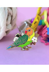 Floral Rainbow Lovebird Enamel Pin