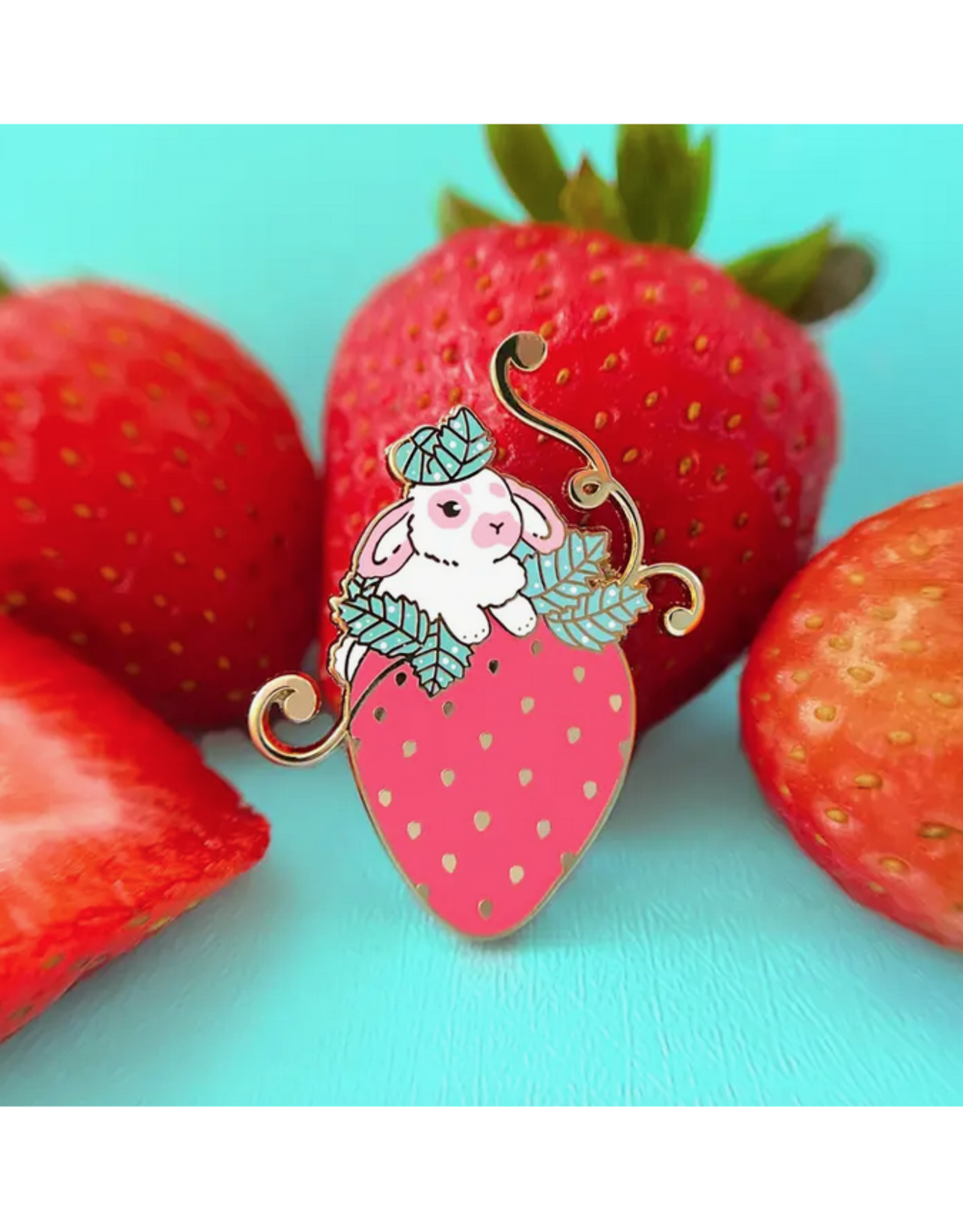 Strawberry Rabbit Enamel Pin