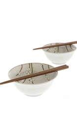 Grey Sakura Blossoms Bowls - Set of 2