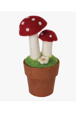 Twin Fairy Red Mushrooms Potted Plant