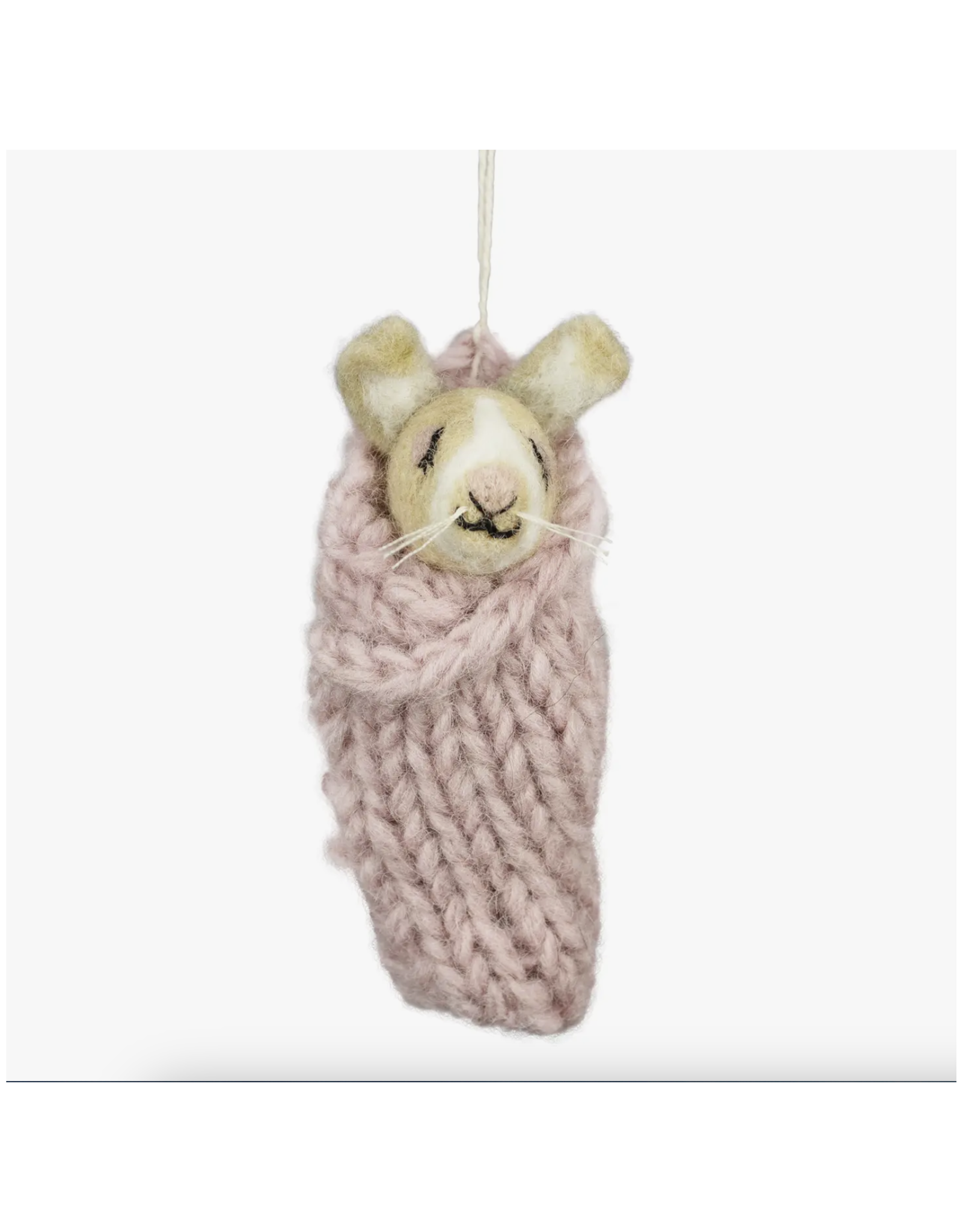 Cozy Critter Pink Bunny Ornament