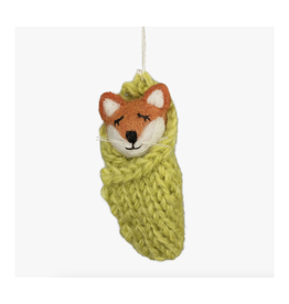 Cozy Critter Green Fox Ornament