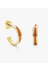 Channel Hoop Stud Earrings - Persimmon